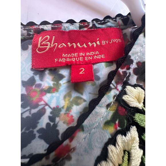 Bhanuni by Jyoti Anthropology Cute Printed Dress W/Embroidered Flower Size 2 - Picture 10 of 11